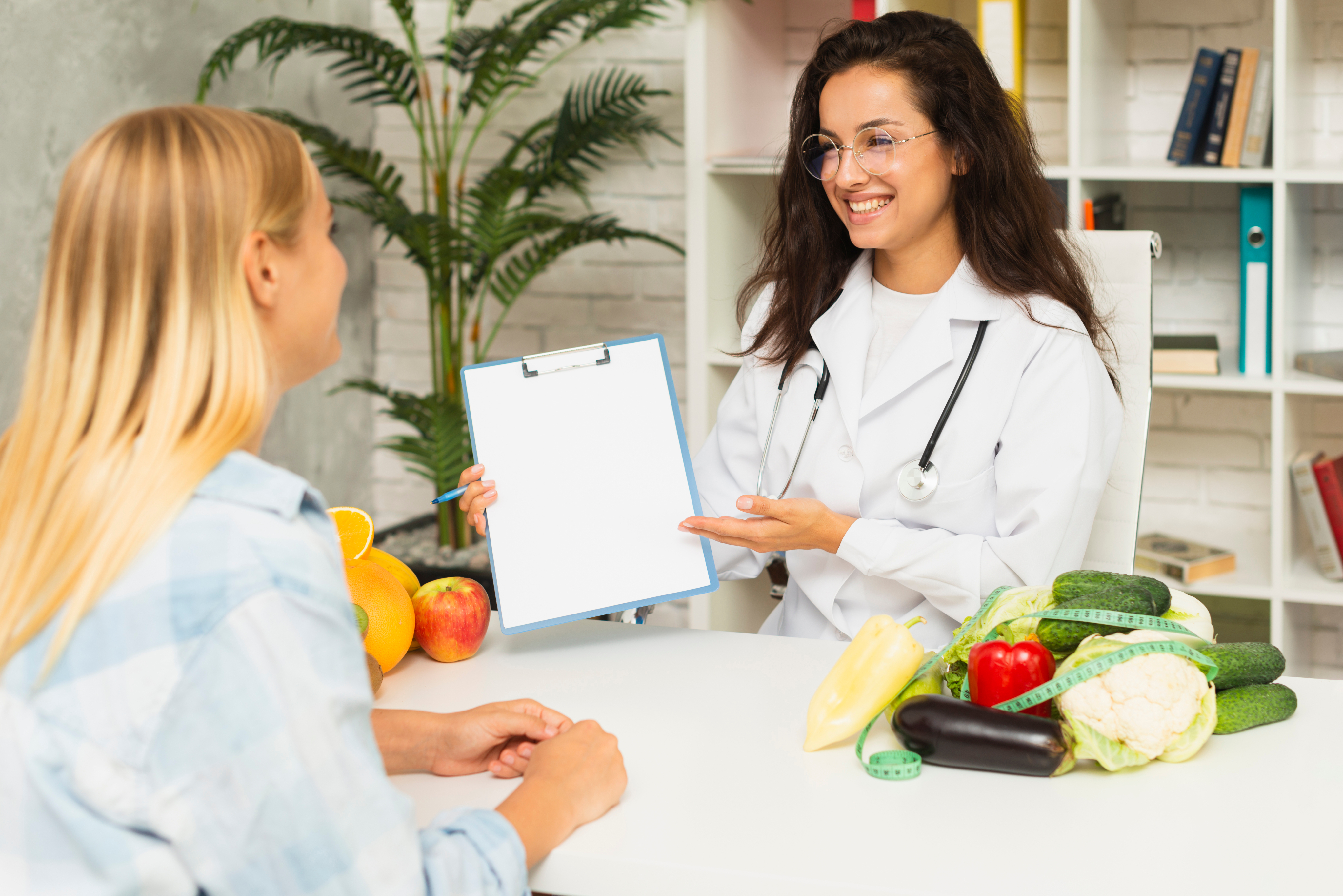 Nutrition professional consulting with a client