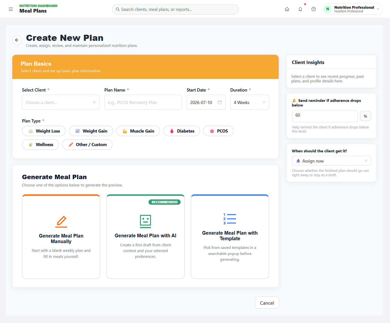 AI assistant generating a plan inside the workspace